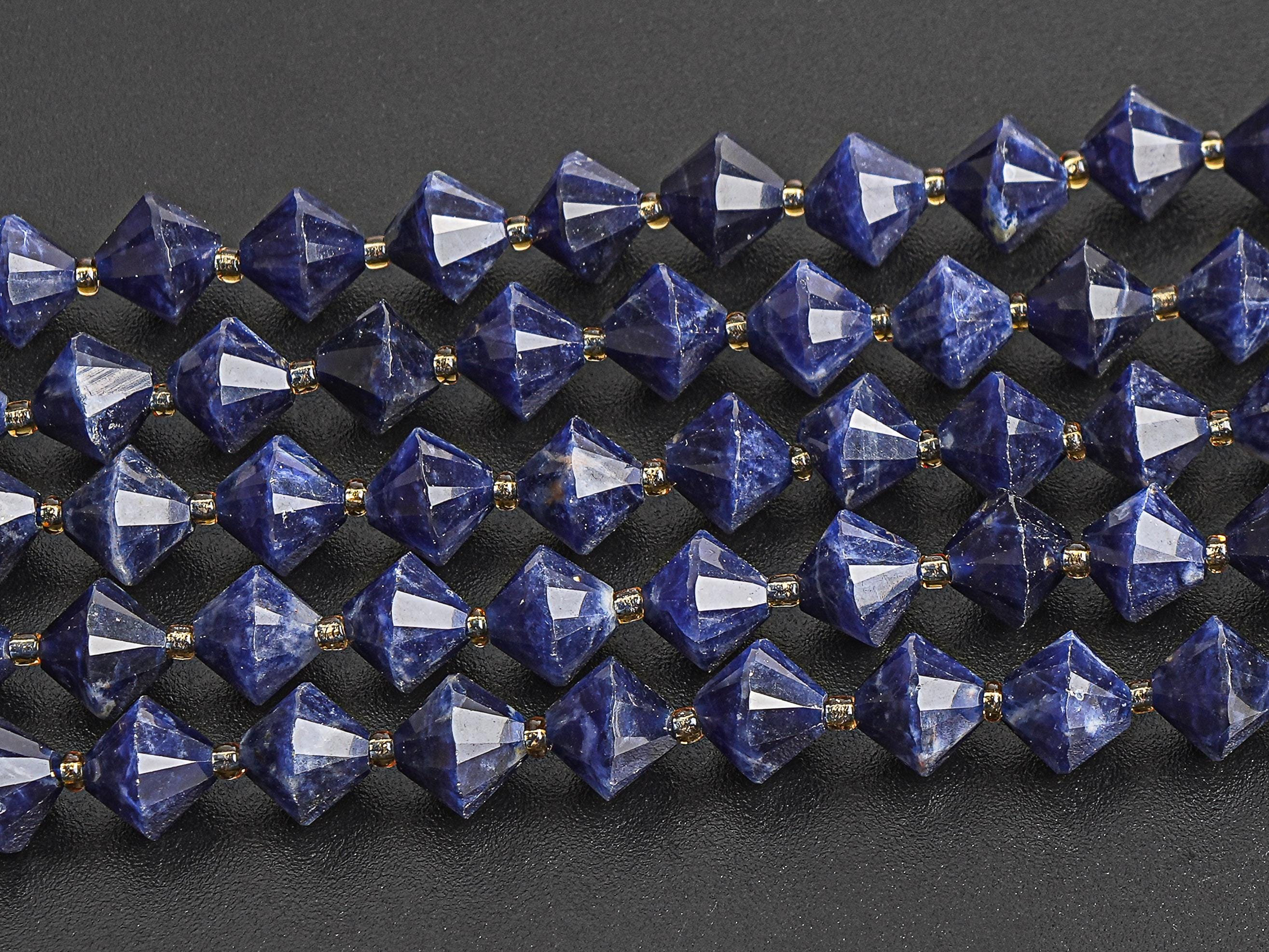 8mm Dark Blue Sodalite Beads Grade Aa Genuine Natural Gemstone Bicone Faceted Loose Beads 15"/7.5" Bulk Lot Options