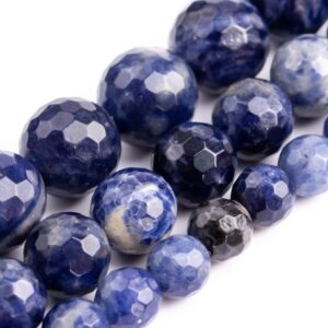 African Sodalite Beads Genuine Natural Grade Aa Gemstone Micro Faceted Round Loose Beads 6mm 8mm 10mm Bulk Lot Options