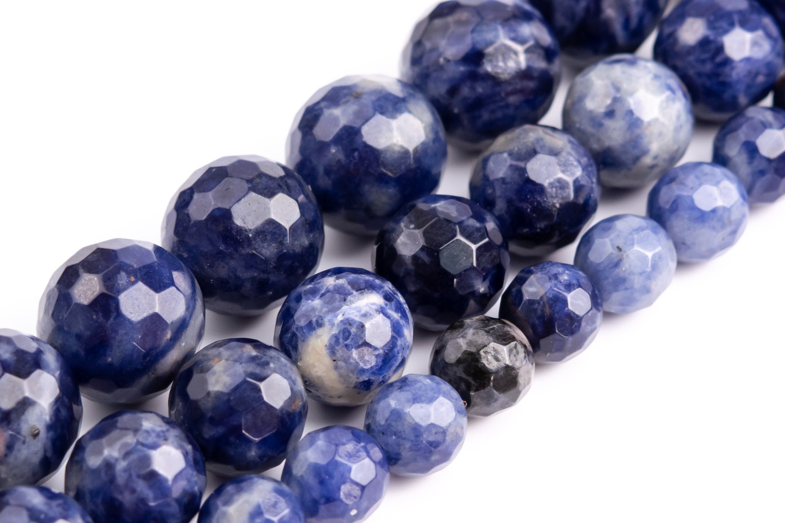African Sodalite Beads Genuine Natural Grade Aa Gemstone Micro Faceted Round Loose Beads 6mm 8mm 10mm Bulk Lot Options