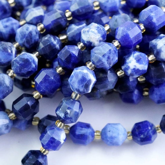 Sodalite Beads (barrel)(faceted)(8x7mm)(16"strand)
