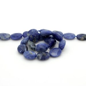 Flat Sodalite Beads, Natural Blue Sodalite Smooth Polished Faceted Flat Oval Gemstone Beads - Pgp14