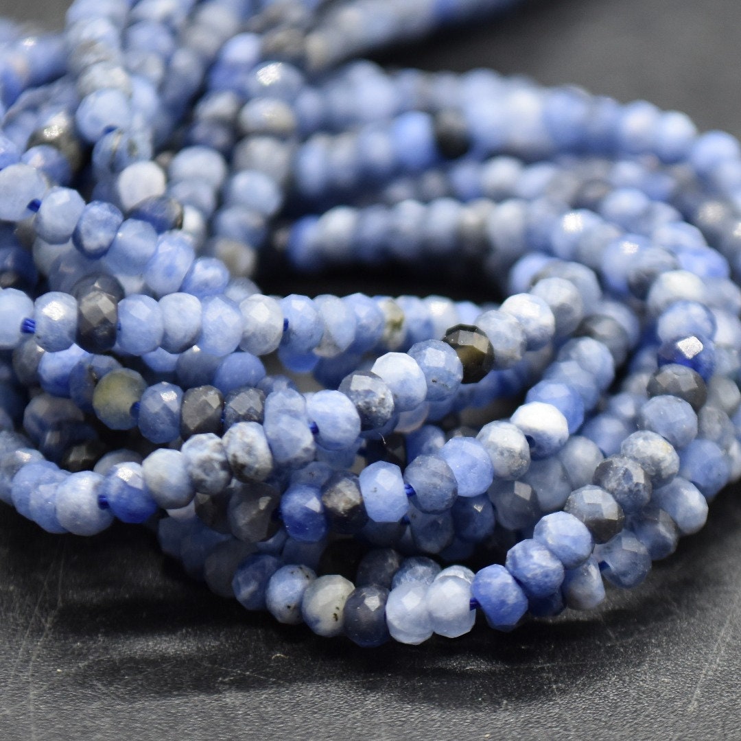 Sodalite Gemstone Faceted Rondelle Spacer Beads - 3mm X 2mm - 15" Strand Sodalite Gemstone Faceted Rondelle Spacer Beads - 3mm X 2mm - 15" Strand
