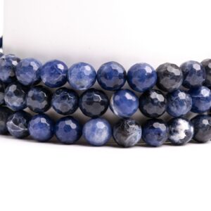 Natural Blue Sodalite Gemstone Grade Aaa Micro Faceted Round 6mm 8mm 10mm 12mm Loose Beads