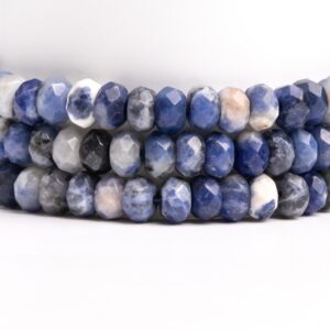 Natural Blue Sodalite Gemstone Grade Aaa Faceted Rondelle 6x4mm 8x5mm Loose Beads