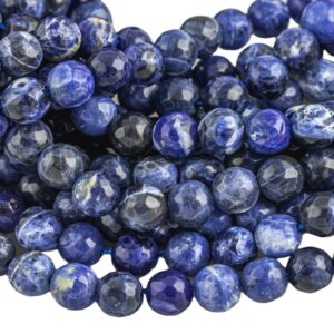 Natural Dark Blue Sodalite, High Quality In Faceted Round, -full Strand 15.5 Inch Strand, 4mm, 6mm, 8mm, 12mm, Or 14mm Beads Aaa Quality