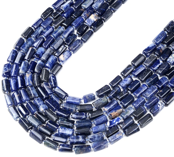 Natural Sodalite Gemstone 12x8mm Faceted Cylinder Round Tube Loose Beadsbulk Lot 1,2,6,12 And 50 (d464)