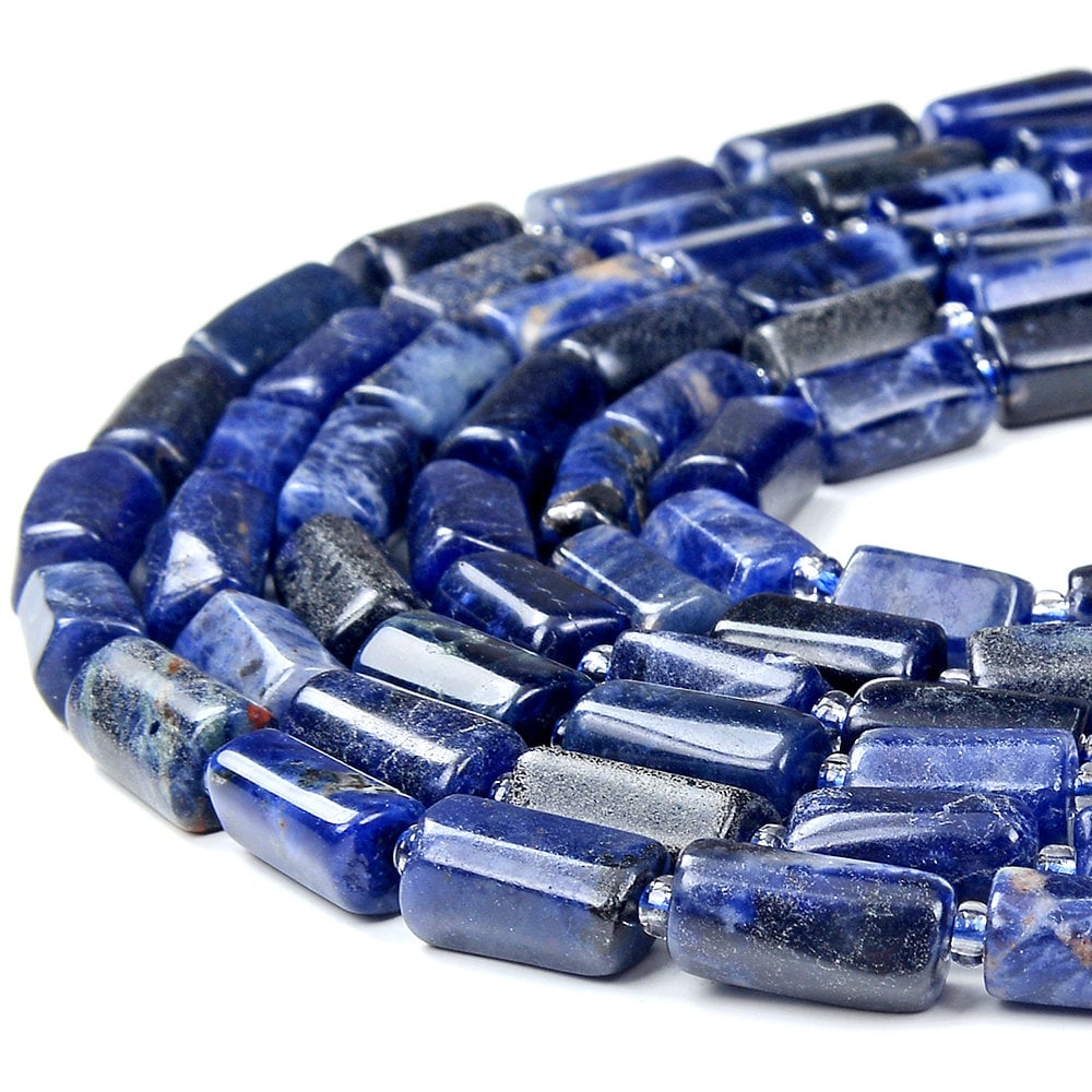 Natural Sodalite Gemstone 12x8mm Faceted Cylinder Round Tube Loose Beads (d464) Natural Sodalite Gemstone 12x8mm Faceted Cylinder Round Tube Loose Beads (d464)