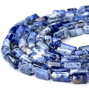 Natural Sodalite Gemstone 12x8mm Faceted Cylinder Round Tube Loose Beads (d465)