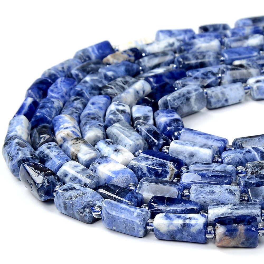 Natural Sodalite Gemstone 12x8mm Faceted Cylinder Round Tube Loose Beads (d465) Natural Sodalite Gemstone 12x8mm Faceted Cylinder Round Tube Loose Beads (d465)