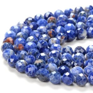 Natural Sodalite Gemstone Grade Aaa Micro Faceted Round 5mm 6mm Loose Beads 15 Inch Full Strand (p56)