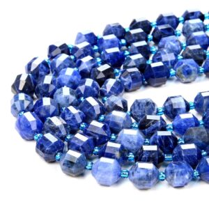Natural Sodalite Gemstone Grade Aaa Faceted Prism Double Point Cut 6mm 8mm 10mm Loose Beads (d30)