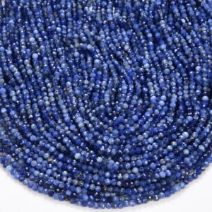 Natural Sodalite Gemstone Grade Aaa Micro Faceted Round 2mm 3mm Loose Beads 15 Inch Full Strand Bulk Lot 1,2,6,12 And 50 (p48)