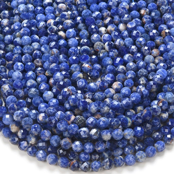 Natural Sodalite Gemstone Grade Aaa Micro Faceted Round 5mm 6mm Loose Beads 15 Inch Full Strand Bulk Lot 1,2,6,12 And 50 (p56) Natural Sodalite Gemstone Grade Aaa Micro Faceted Round 5mm 6mm Loose Beads 15 Inch Full Strand Bulk Lot 1,2,6,12 And 50 (p56)