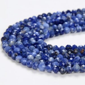Natural Sodalite Gemstone Grade Aaa Micro Faceted Round 2mm 3mm Loose Beads 15 Inch Full Strand (p48)