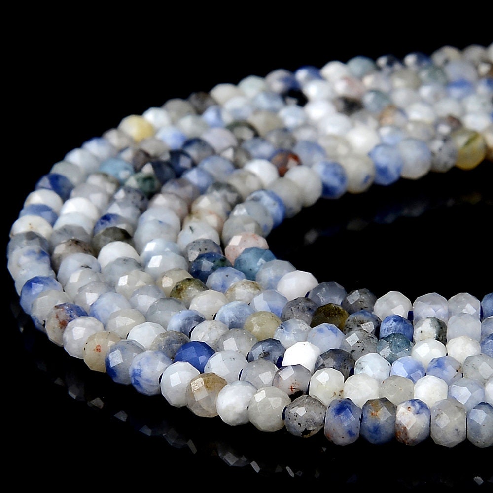 Natural Rare White Sodalite Gemstone Grade A Micro Faceted Rondelle 3x2mm Loose Beads (p87)