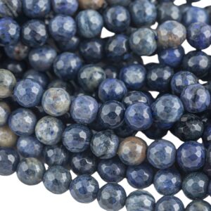 Natural Faceted Round Sodalite, High Quality In 6mm, 8mm, 10mm, And 12mm Gemstone Beads