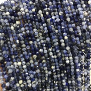 New Brand Natural Sodalite Micro Faceted Round 3-3.5 Mm Beads 15" Inches Strands High Quality Gemstone Beads For Jewelry Making