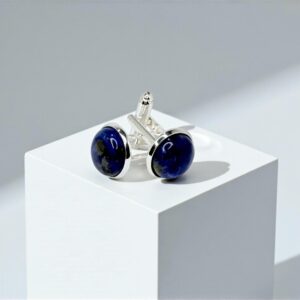 Sodalite Gemstone Cuff Links | Silver Finished Brass | Graduation or Father’s Day Gift for Him | Men’s Jewelry