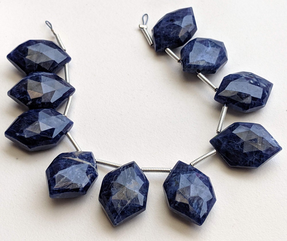 12x18mm Sodalite Faceted Fancy Hexagon Beads, Natural Sodalite Long Hexagon Beads, Sodalite For Necklace (5 Pcs To 10 Pcs Options) - Pksg130