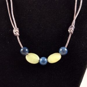 Sodalite And Lemon Quartz Adjustable Leather Necklace Handmade By Chris Hay Sodalite And Lemon Quartz Adjustable Leather Necklace Handmade By Chris Hay