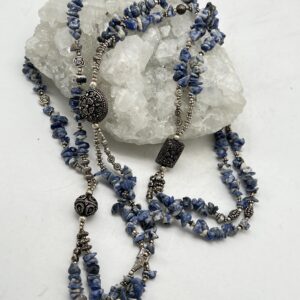 Sodalite Beaded Necklace-38" Sodalite Beaded Necklace-38"