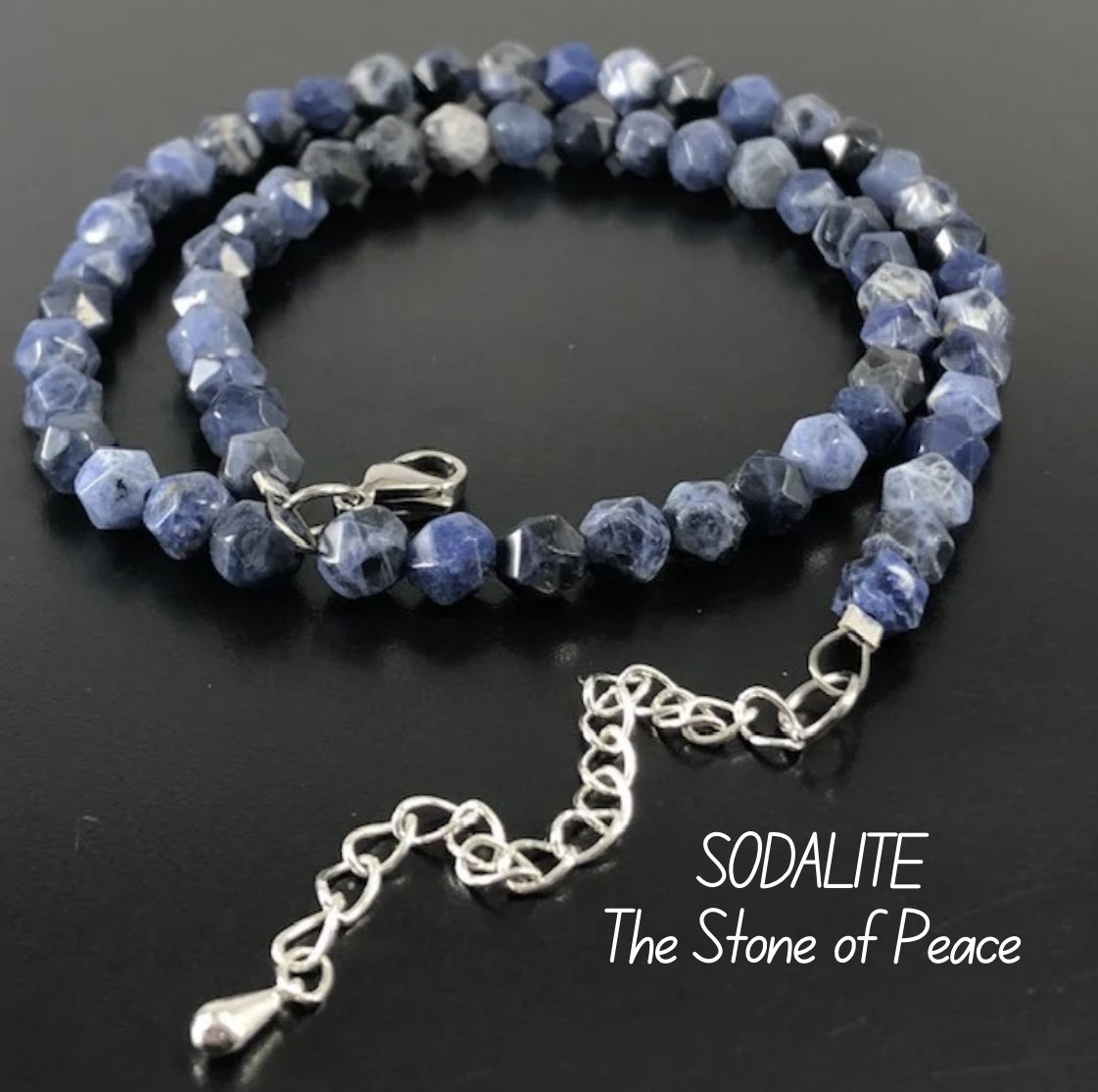 Sodalite Beaded Choker Necklace, Healing Crystal, Anxiety Relief Sodalite Beaded Choker Necklace, Healing Crystal, Anxiety Relief
