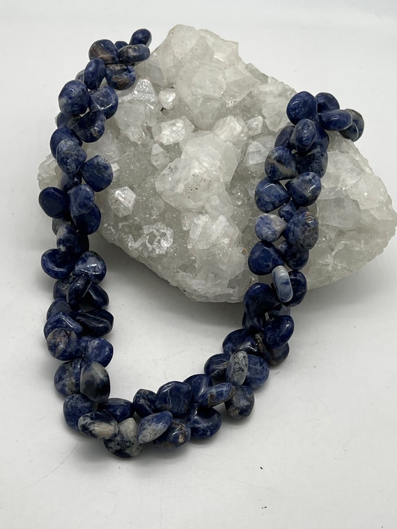 Chunky Teardrop Sodalite Beaded Necklace