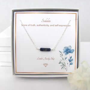 Sodalite Crystal Necklace with Sterling Silver Chain - Dainty Minimalist Jewelry Sodalite Crystal Necklace with Sterling Silver Chain - Dainty Minimalist Jewelry