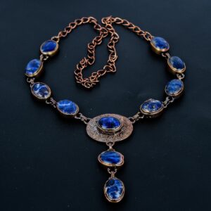 Sodalite Necklace, Electroformed Copper Necklace, Sodalite Gemstone Jewelry, Adjustable Chain Necklace, Handmade Jewelry Gift For Mom Sodalite Necklace, Electroformed Copper Necklace, Sodalite Gemstone Jewelry, Adjustable Chain Necklace, Handmade Jewelry Gift For Mom