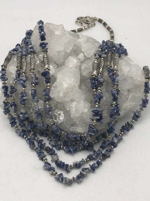Five-strand Sodalite Beaded Necklace