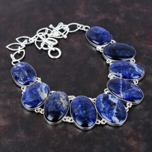 Handmade Sodalite Necklace: 925 Sterling Silver, Adjustable Chain Handmade Sodalite Necklace: 925 Sterling Silver, Adjustable Chain