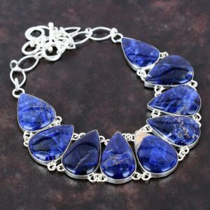 Handmade Sodalite Necklace: 925 Sterling Silver Boho Jewelry Handmade Sodalite Necklace: 925 Sterling Silver Boho Jewelry