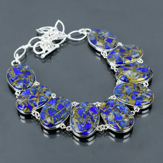 Handmade Copper Sodalite 925 Sterling Silver Necklace - Adjustable Chain Handmade Copper Sodalite 925 Sterling Silver Necklace - Adjustable Chain