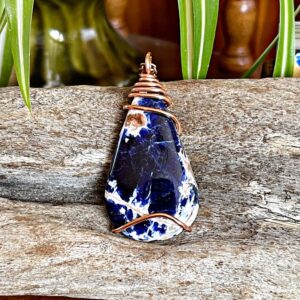 Sodalite Necklace in Copper, Wire Wrapped Stone Jewelry for Her Sodalite Necklace in Copper, Wire Wrapped Stone Jewelry for Her