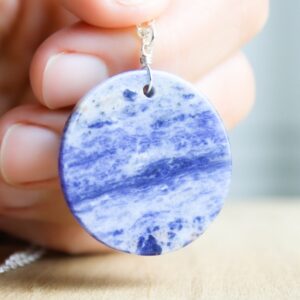 Sodalite Necklace . Large Blue Gemstone Necklace In Sterling Silver Sodalite Necklace . Large Blue Gemstone Necklace In Sterling Silver