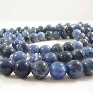Long Blue Necklace With Sterling Silver Accents 34-inch Blue Sodalite Gemstone Bead Necklace