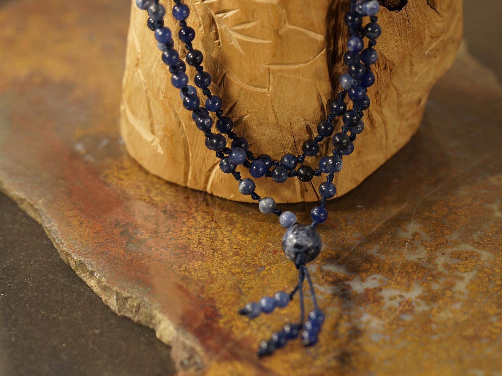 Sodalite Mala Necklace • Intuitive Spirit Jewelry • 4mm • 6mm • 8mm • 10mm • 108+1 • Inner Compass Mala • Calm The Mind Necklace • Ag4853