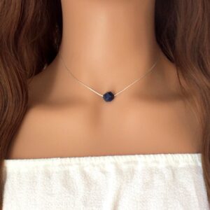 Minimalist Blue Sodalite Crystal Necklace - Dainty Jewelry Gift Idea For Her Minimalist Blue Sodalite Crystal Necklace - Dainty Jewelry Gift Idea For Her