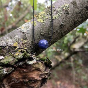 Minimalist Sodalite Choker Necklace: 8mm Gemstone Bead Minimalist Sodalite Choker Necklace: 8mm Gemstone Bead