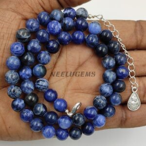 Natural Blue Sodalite Beaded Necklace, Handmade Jewelry, 8mm Beadsgift For Loved Ones Natural Blue Sodalite Beaded Necklace, Handmade Jewelry, 8mm Beadsgift For Loved Ones