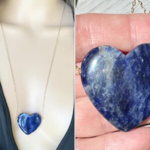 Ooak Large Sodalite Necklace Sterling Silver Or Gold Fill, Big Crystal Heart Necklace, Blue Stone Necklace, Raw Sodalite Jewelry Exact Stone Ooak Large Sodalite Necklace Sterling Silver Or Gold Fill, Big Crystal Heart Necklace, Blue Stone Necklace, Raw Sodalite Jewelry Exact Stone