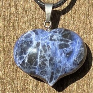 Sodalite Puffy Heart Healing Stone Necklace with Positive Healing Energy! Sodalite Puffy Heart Healing Stone Necklace with Positive Healing Energy!