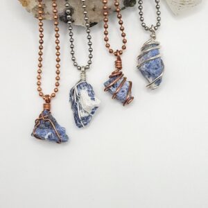 Raw Sodalite Necklace In Copper Or Silver | Crystal For Calm & Communication Raw Sodalite Necklace In Copper Or Silver | Crystal For Calm & Communication