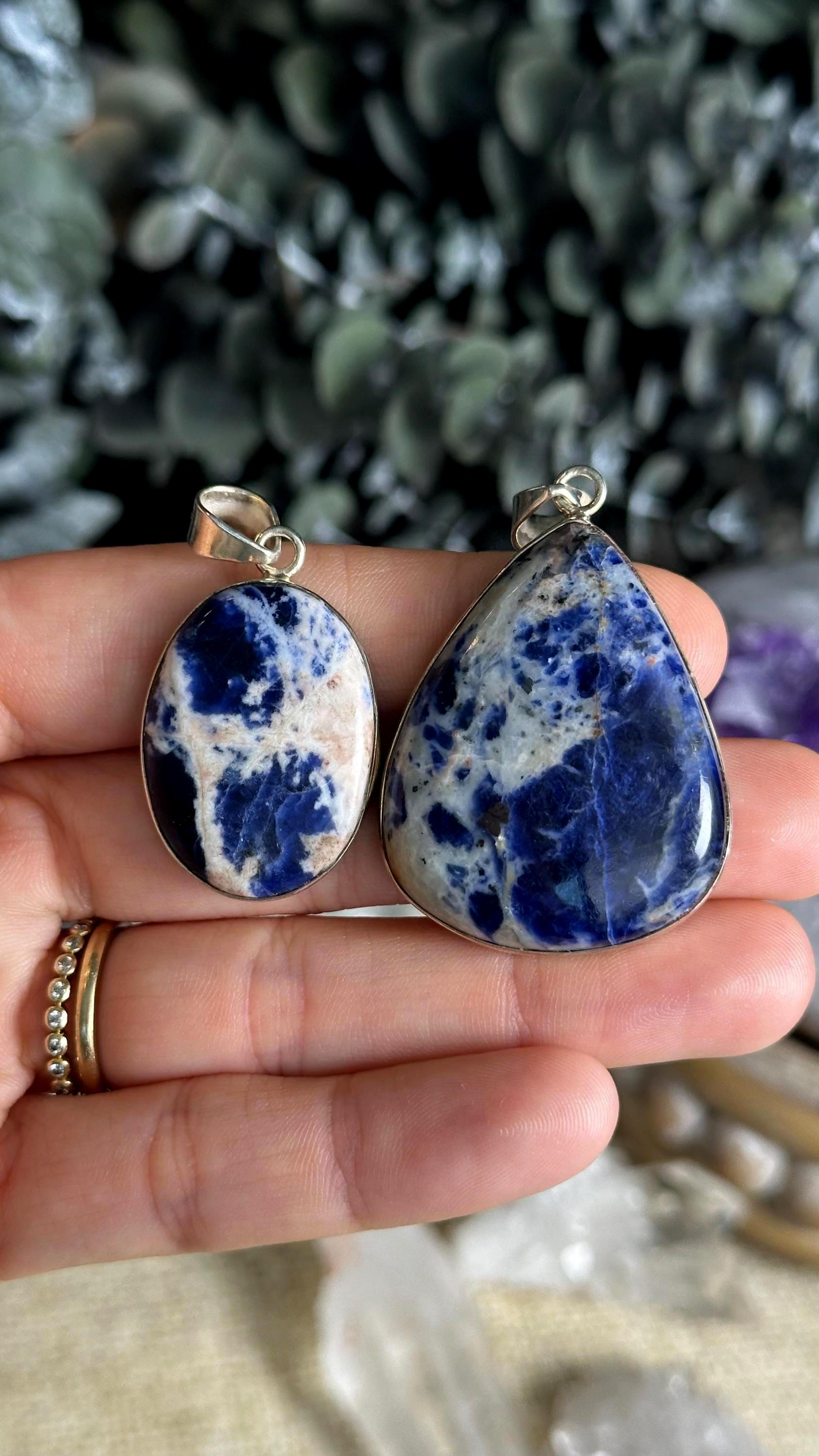 Teardrop Sodalite .925 Sterling Silver Necklace - Sunset Style