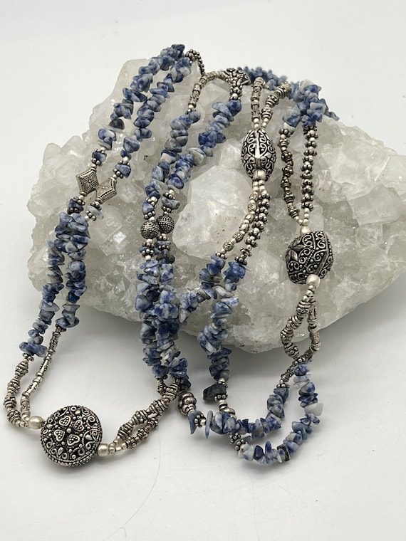 Two-strand Sodalite Chip Necklace