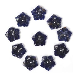 10 pcs of 15mm Carved sodalite flower gemstone loose beads 10 pcs of 15mm Carved sodalite flower gemstone loose beads