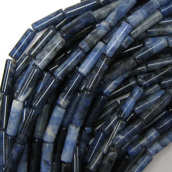 13mm Natural Blue Sodalite Tube Beads 15.5" Strand