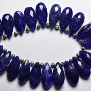 6 Pcs - Beautiful Natural Faceted Sodalite Side Drilled Pear Briolettes - Size Is 7x15 Mm #1867 6 Pcs - Beautiful Natural Faceted Sodalite Side Drilled Pear Briolettes - Size Is 7x15 Mm #1867
