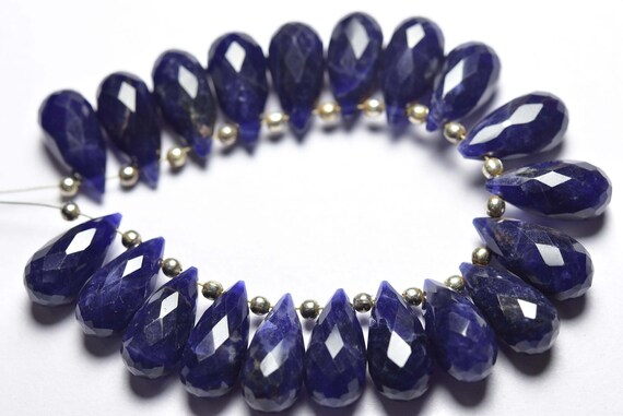 6 Pcs - Beautiful Natural Faceted Sodalite Side Drilled Tear Drops Briolettes - Size Is 7x15 Mm #1874 6 Pcs - Beautiful Natural Faceted Sodalite Side Drilled Tear Drops Briolettes - Size Is 7x15 Mm #1874