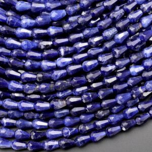 AAA Faceted Natural Blue Sodalite 6mm Small Briolette Teardrop Beads Vertically Drilled Good For Earrings 15.5" Strand AAA Faceted Natural Blue Sodalite 6mm Small Briolette Teardrop Beads Vertically Drilled Good For Earrings 15.5" Strand